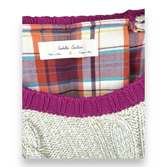 Anthropologie Isabella Sinclair Sweater with plaid Back detail. BEAUTIFUL! - Picture 3 of 3